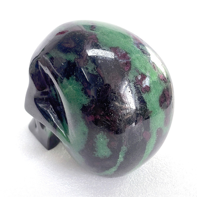 Mayan Style Healing Crystal Skull,4.9in Natural Ruby Zoisite Gemstone, Spiritual