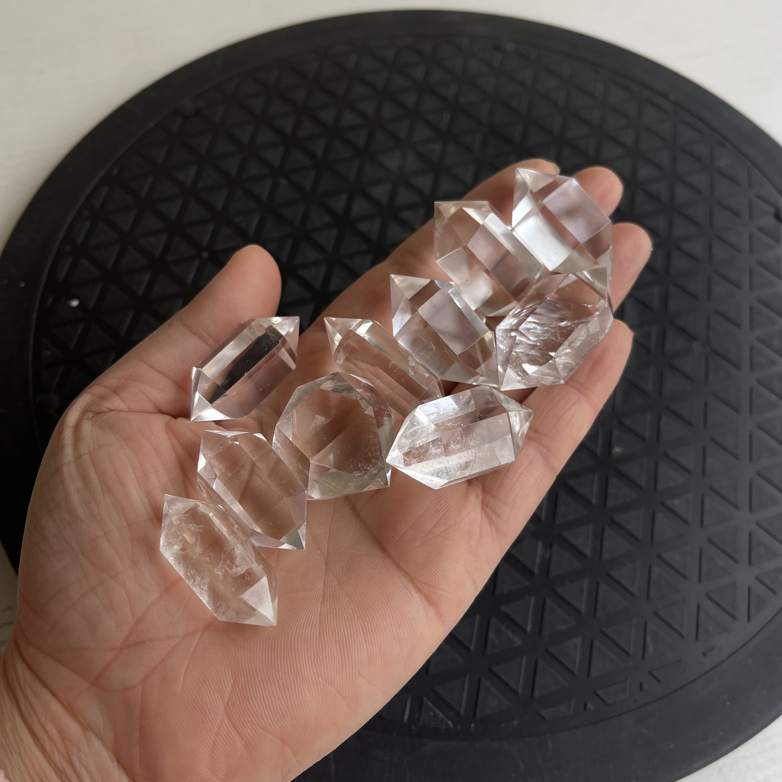 10pcs Natural clear quartz obelisk crystal double wand point healing 30-45mm