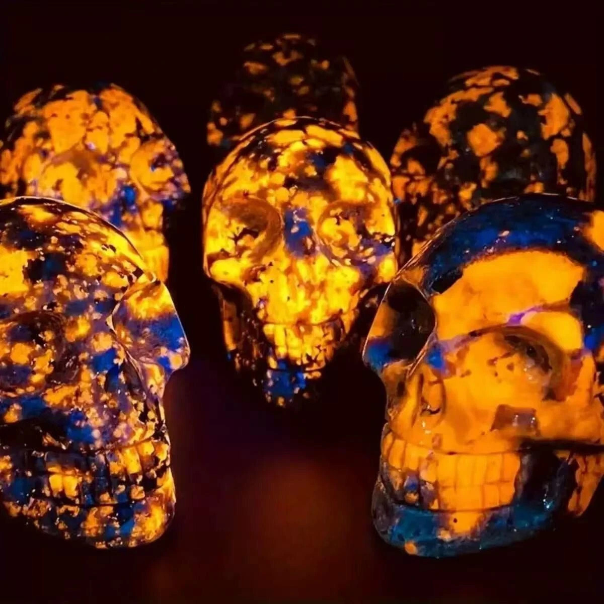 Natural Yooperlite Crystal Skull Carved Gemstone Healing Garden Home Decor Gift