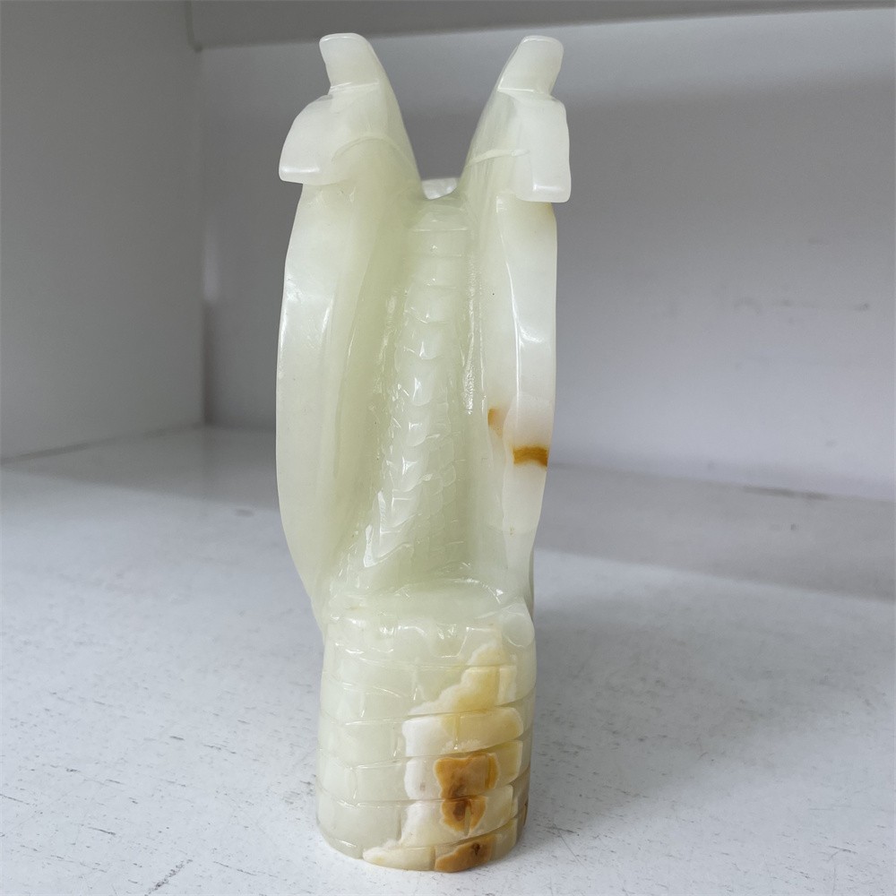 5LB 7.4″ Natural Afghan Jade Castle Flying Dragon Crystal Quartz Reiki Carving
