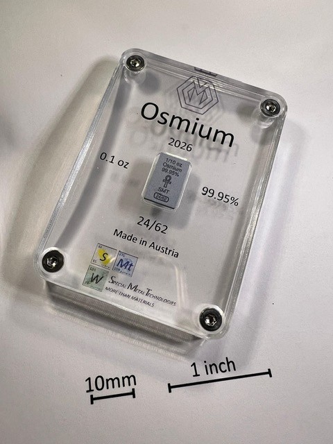Osmium 1/10oz King Tut bar – 2026 – Mintage: 62 – Produced by SMT