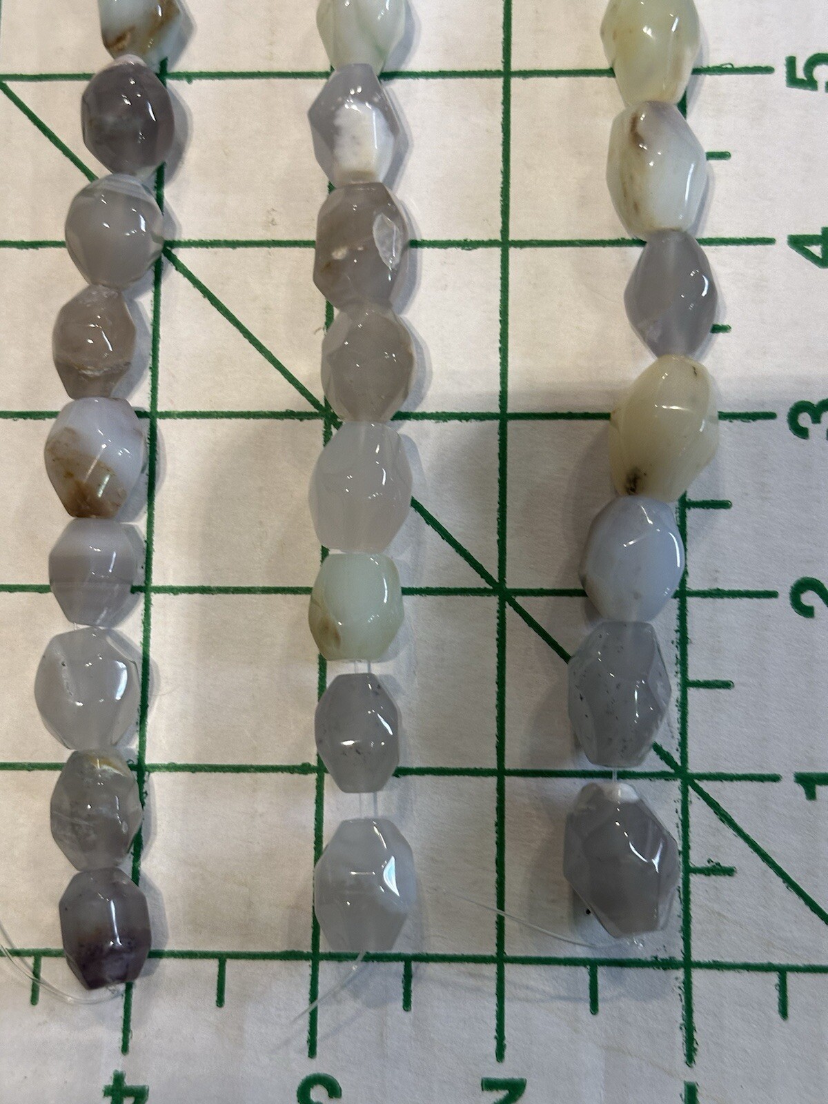 LOT 3 Polished 16” Agate Stones Strands Blue Brown Green White Mixed Colors READ