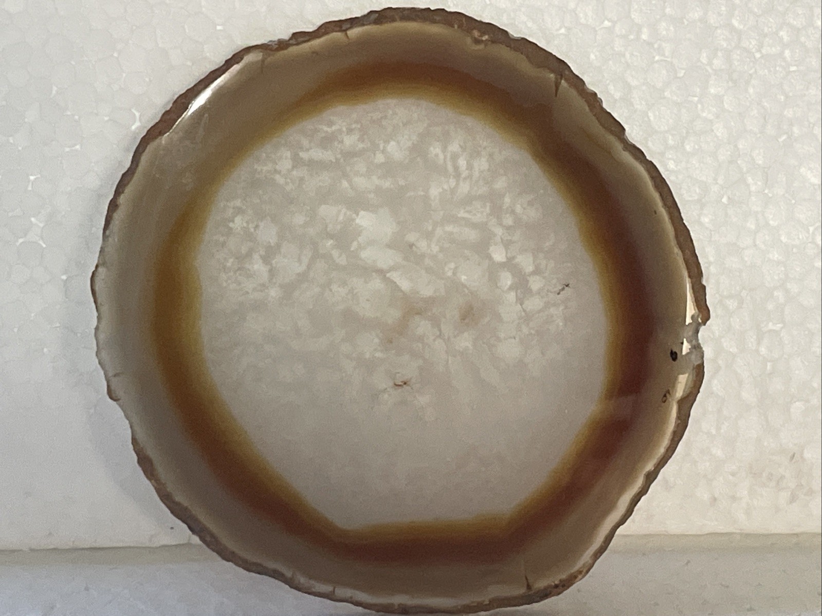 BEAUTIFUL Polished Agate Slice Round Slab BROWN WHITE AND CLEAR Stone