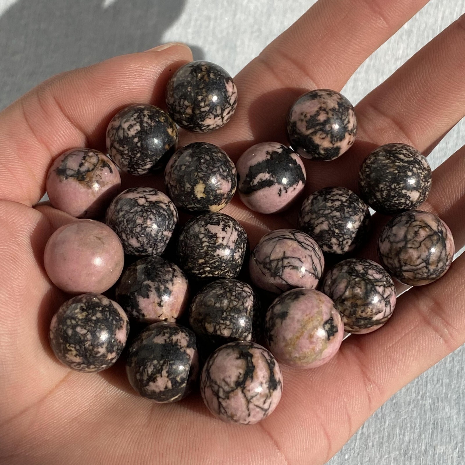 10pc Natural Rhodonite jasper Ball Quartz Crystal Sphere Polishing Healing 15mm+