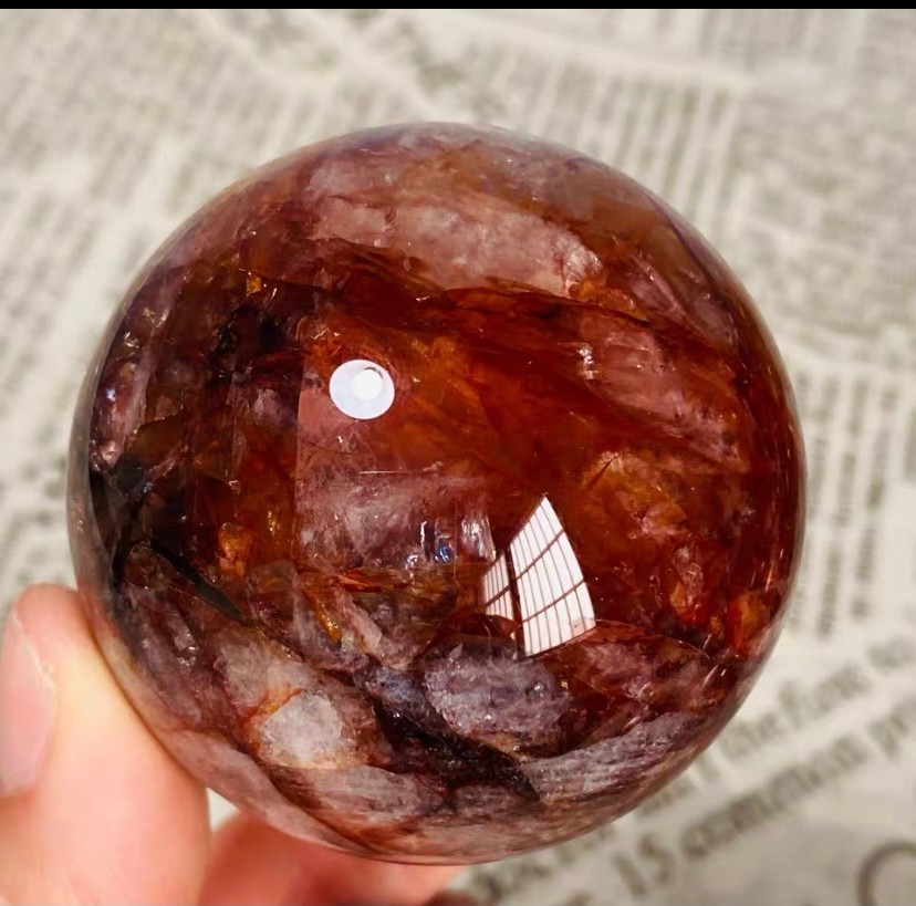 244g Natural Red Gum Flower Ball Crystal Sphere Specimen Energy Healing Reiki