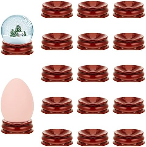 15 Pcs Sphere Stands for Display Crystal, Crystal Holder Wood Egg Ball Stand Sto