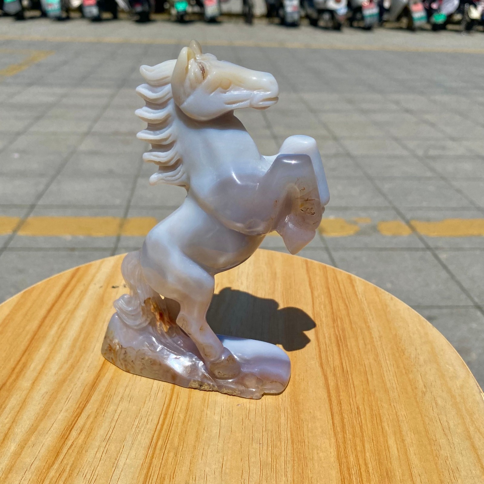 300G Natural Agate Carved Horse Figurine, Exquisite Hand Carved Gemstone Statue