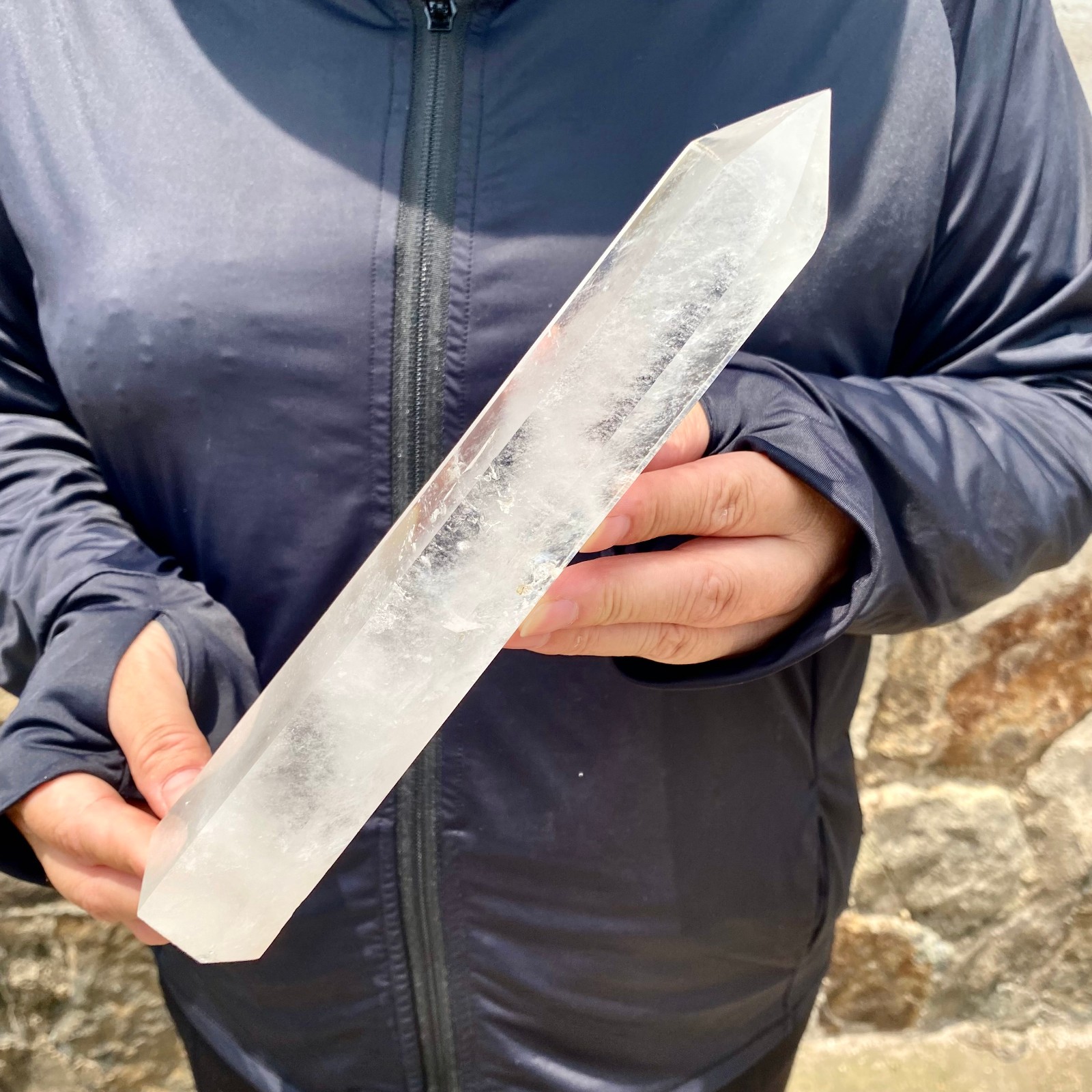 1.32LB Natural clear quartz obelisk Crystal Energy Tower Point Energy –