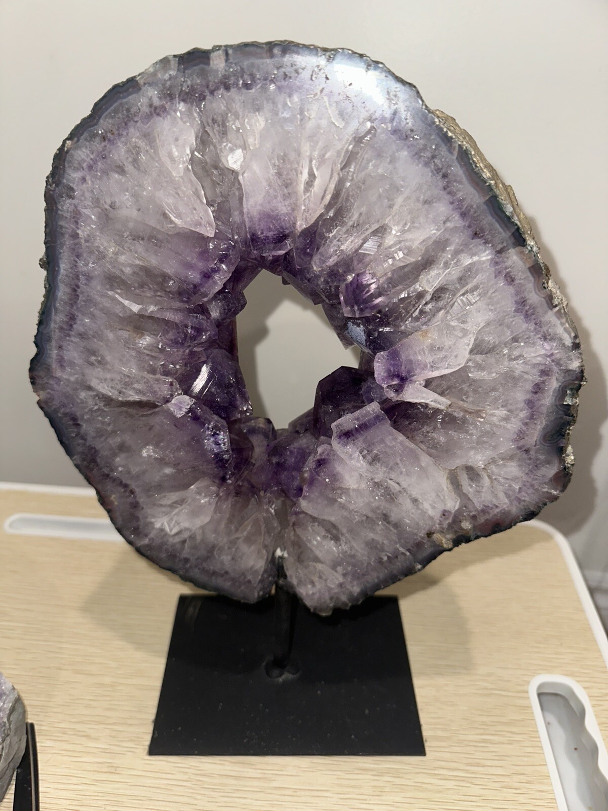BIG 10.4lb Natural Amethyst Quartz Crystal Geode Slice Hand Cut Specimen Healing
