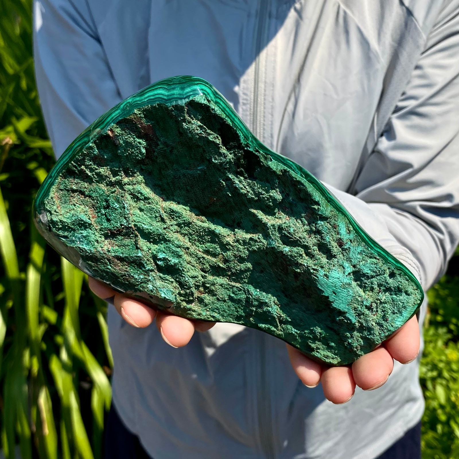 1.76LB Natural Polished Malachite Mineral freeform specimen Reiki Stone