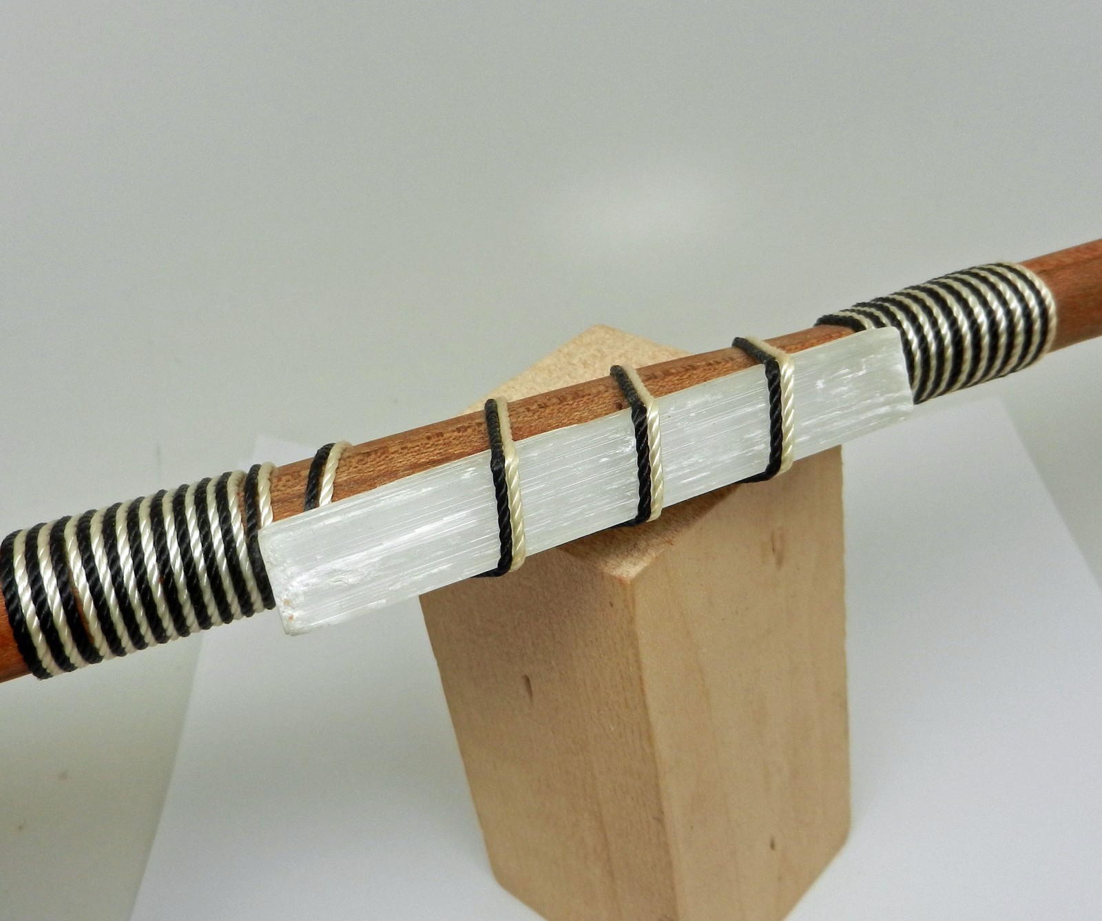 Handmade Selenite Crystal Wood Magic Manifestation Alter Wand Wiccan Witch