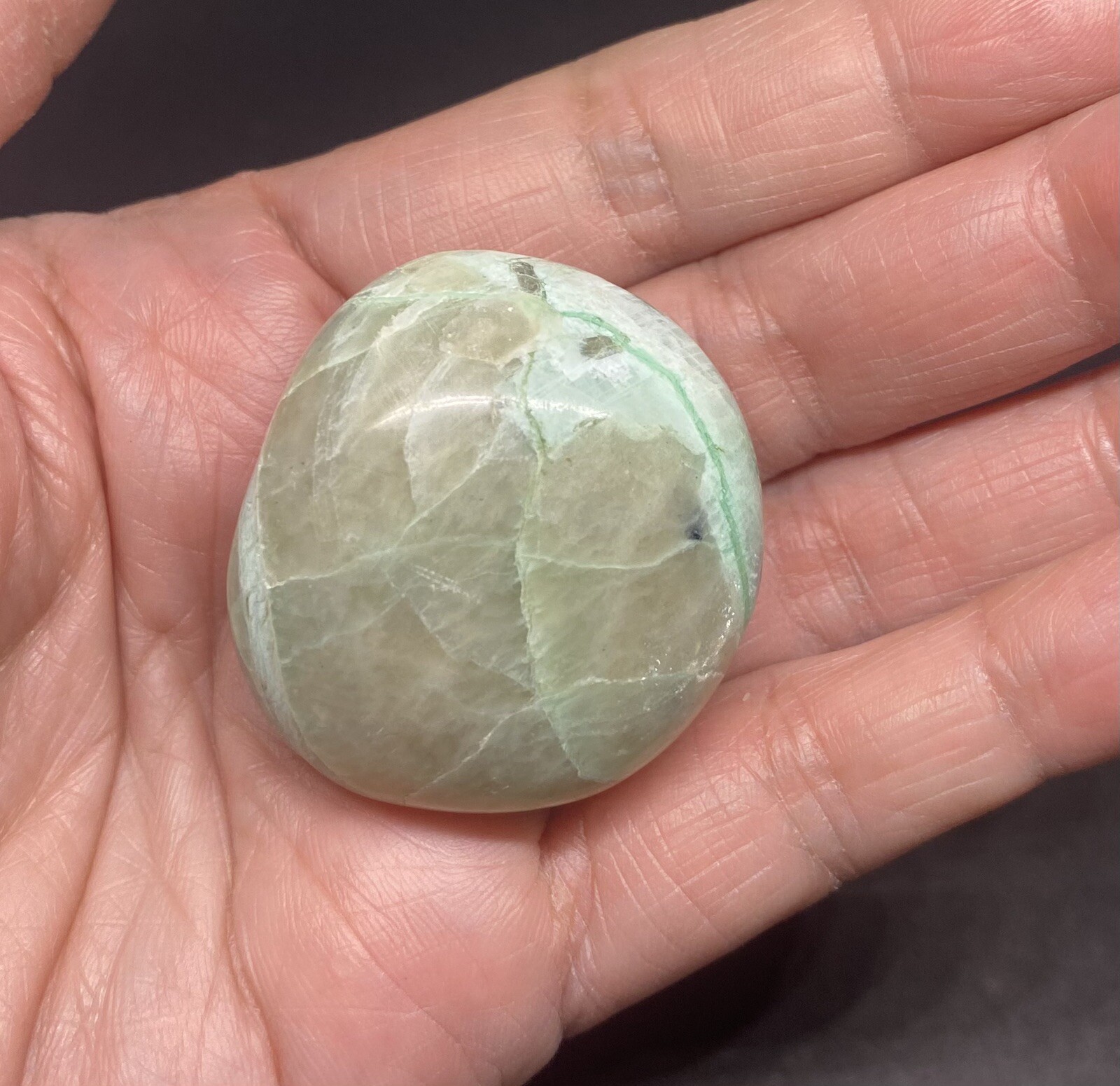 Garnierite Palm Stone From Madagascar 45.4g Over 1 1/2in
