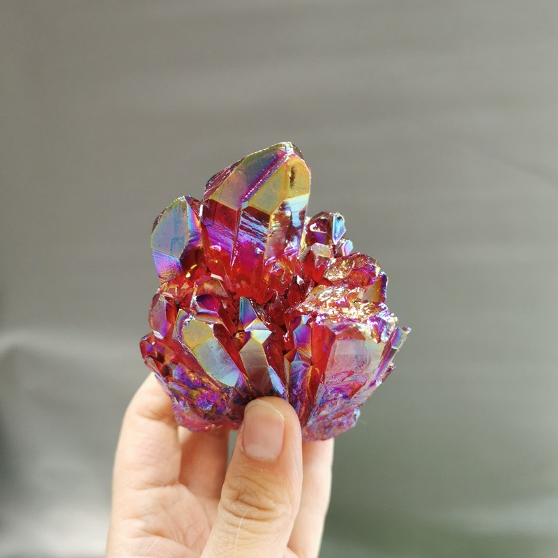 100g Natural Quartz Crystal Cluster Angel Aura Red Titanium Gemstone Healing US