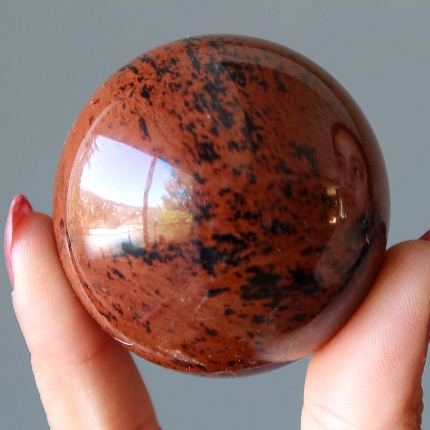 Mahogany Obsidian Sphere Elegant Gent Crystal Ball Grounding Protection Healing