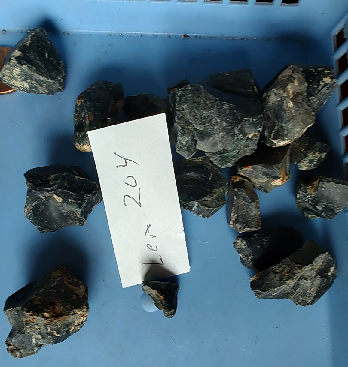 Rare color Leland Blue Stones Slag Glass 155 gram recovered from concrete