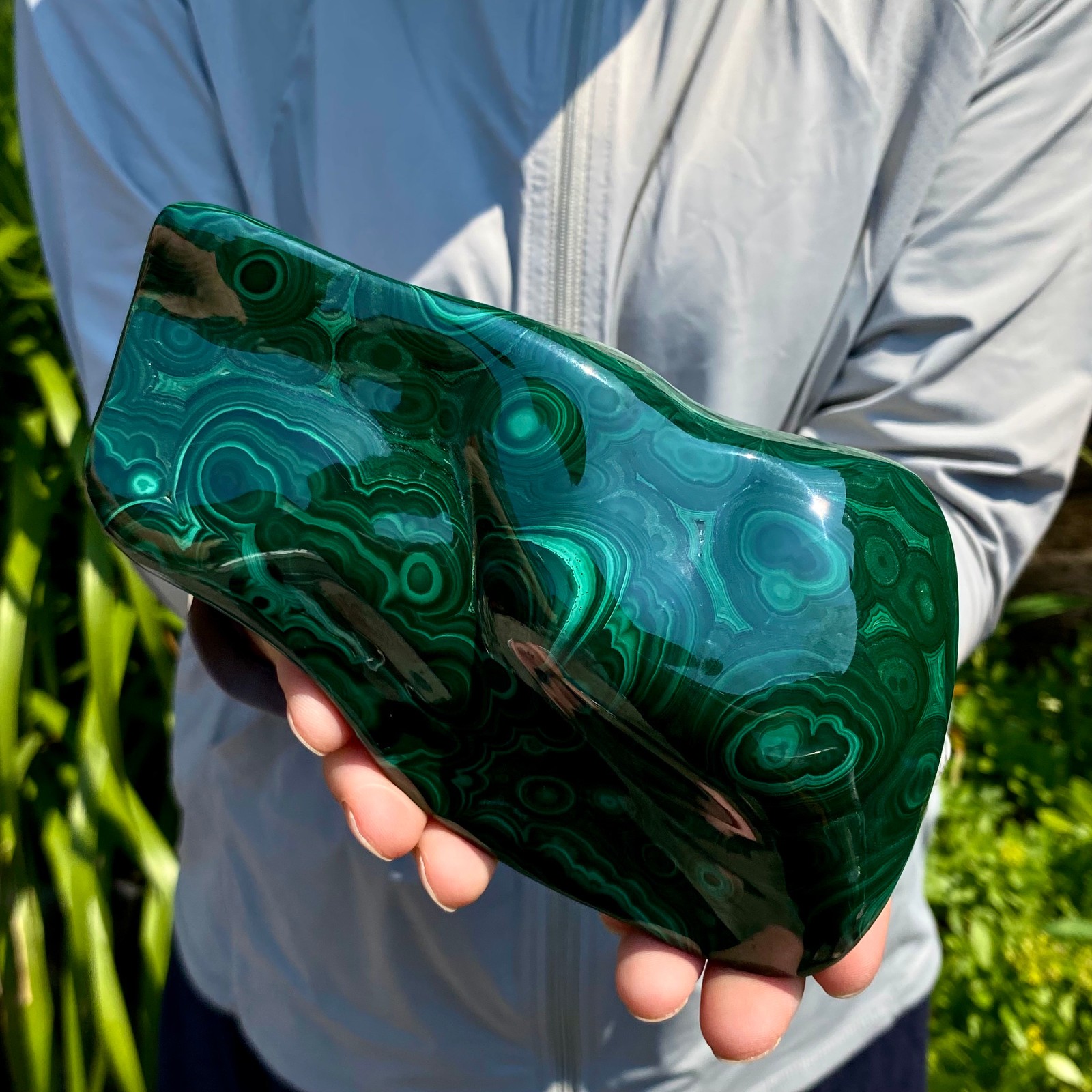 1.76LB Natural Polished Malachite Mineral freeform specimen Reiki Stone