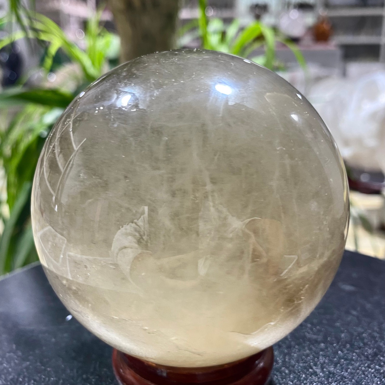 2.42LB Natural tea crystal Quartz ball raw stone polished sphere Energy Healing