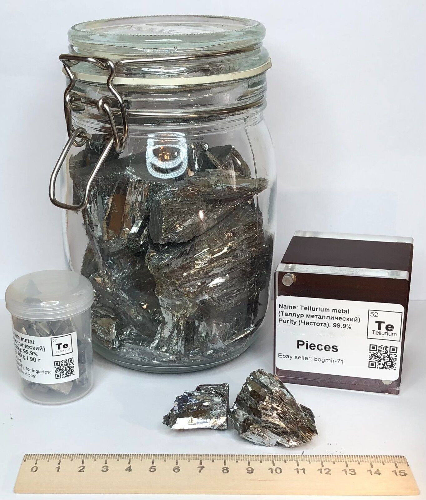 Tellurium Metal Element Sample 100 – 4900 grams Chunks 99.9% Pure Periodic Table