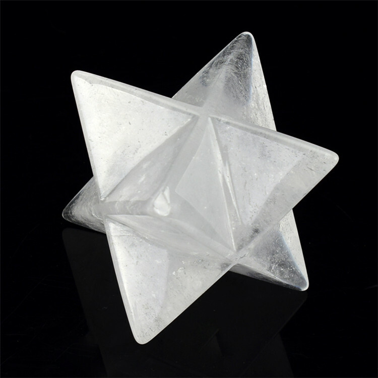 1PCS 40mm Natural Quartz White Crystal Merkaba Star Reiki Healing Realistic