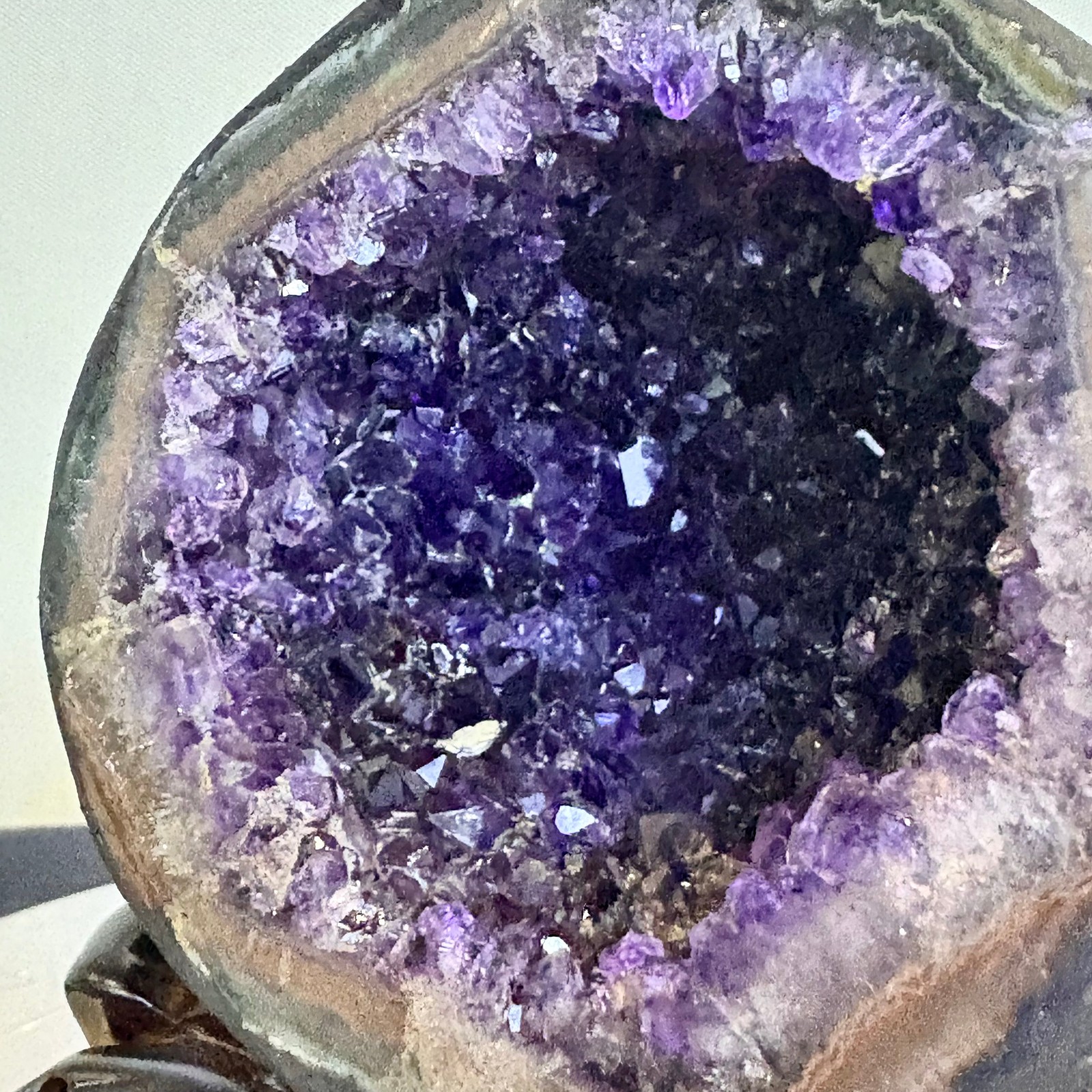 5.6LB Natural uruguay amethyst geode quartz money bag crystal +stand
