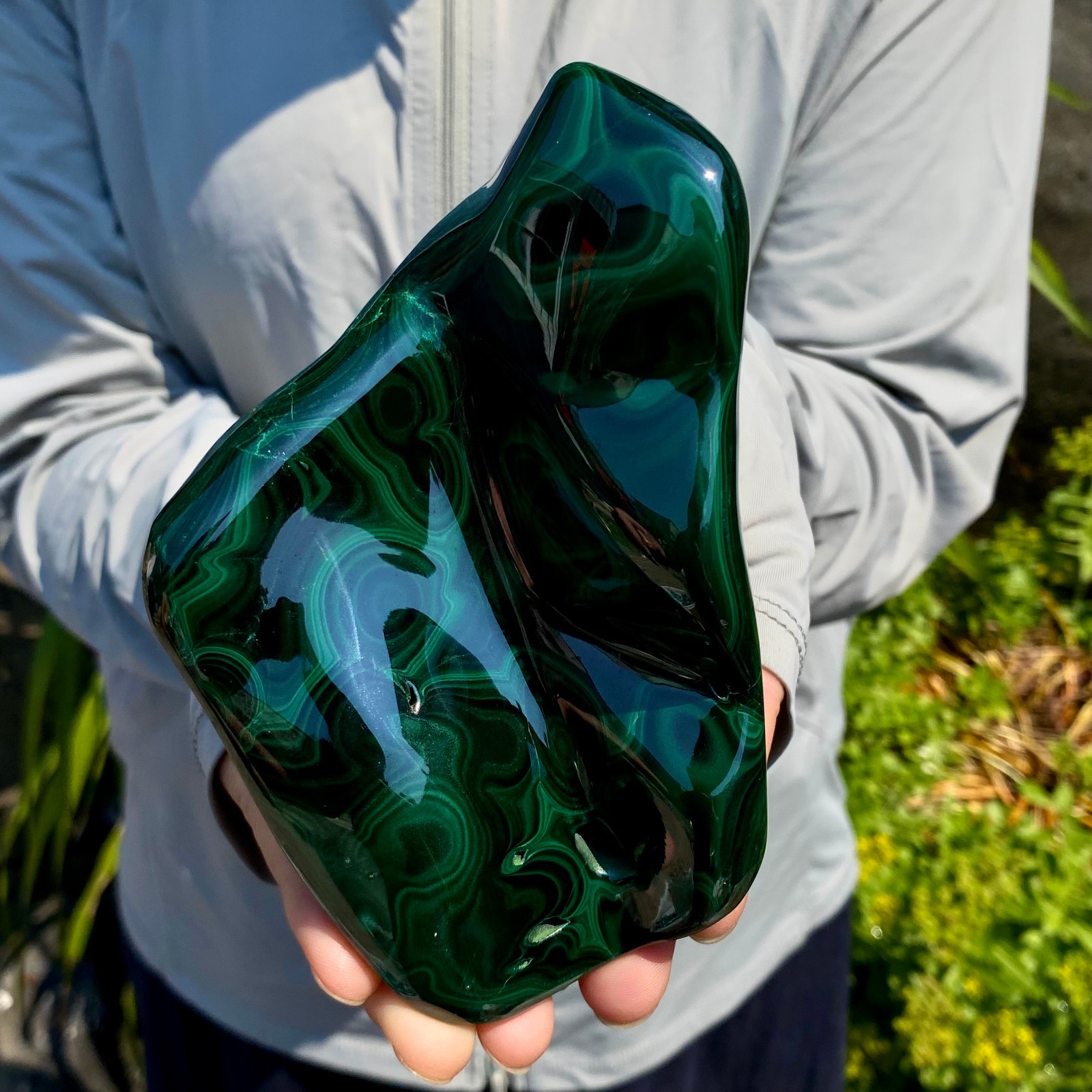 1.43LB Natural glossy Malachite transparent cluster rough mineral sample