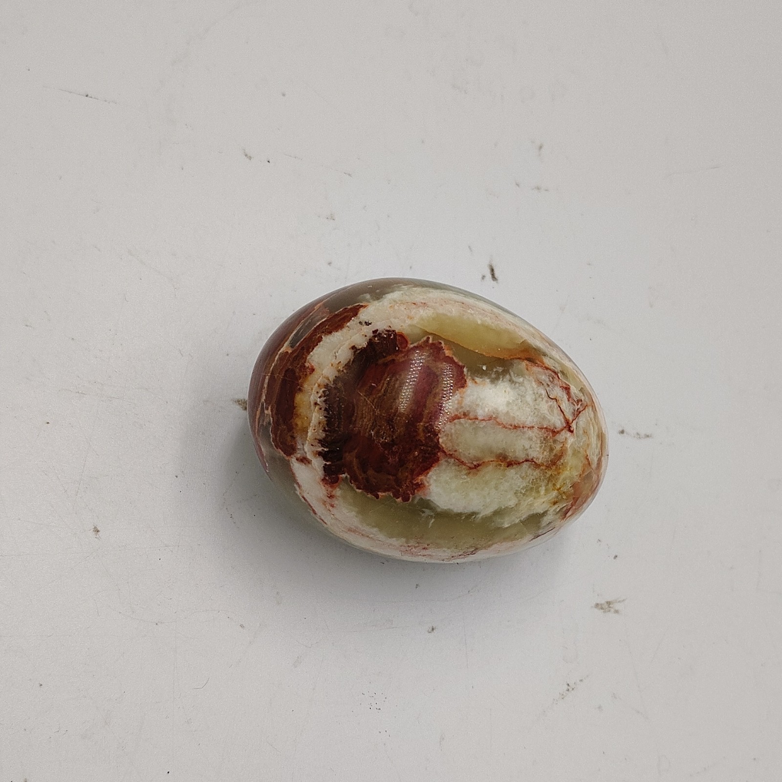 Polished Green/White/Brown Stone Egg Crystal Mineral Specimen alabaster