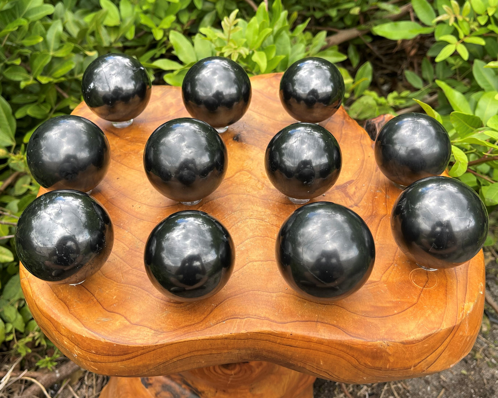LARGE Shungite Crystal Sphere Medium 50 mm Sphere + Stand (2″ Shungite Sphere)