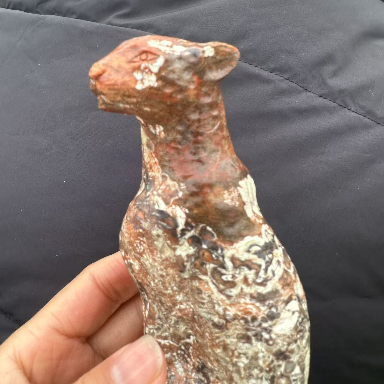 1pc Natural Money agate Quartz Carved Leopard Skull Crystal Reiki Healing Decor