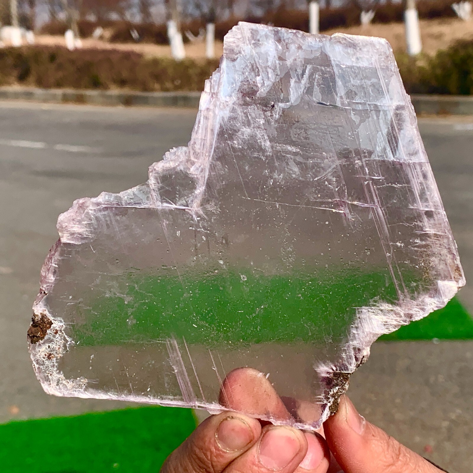 174g Natural purple selenite gypsum quartz crystal slab mineral specimen healin