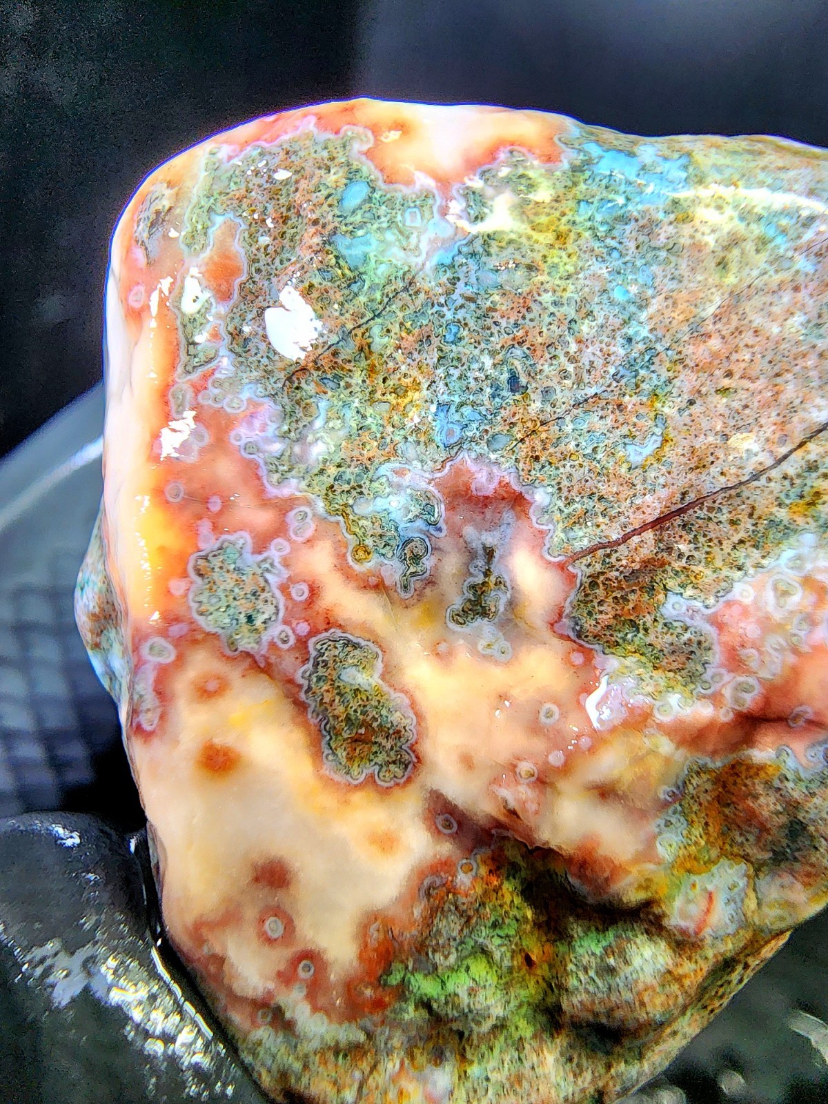 Rare Lake Superior Orbicular Moss Agate – Pink Blue & Green Chalcedony – 2.0 oz