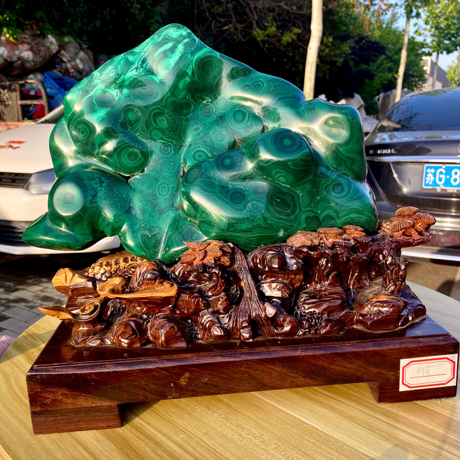 55.11LB Natural glossy Malachite transparent cluster rough mineral sample