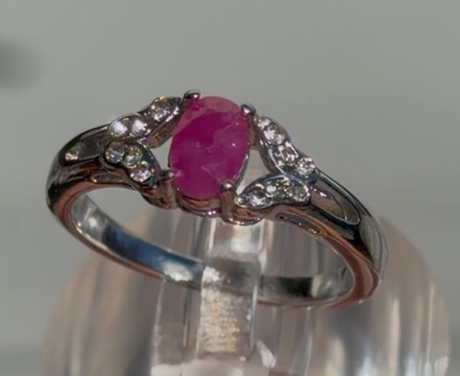 Wholesale Lot 7 Pcs Natural Ruby Stainless Steel Rings(316) Crystal 4x6mm