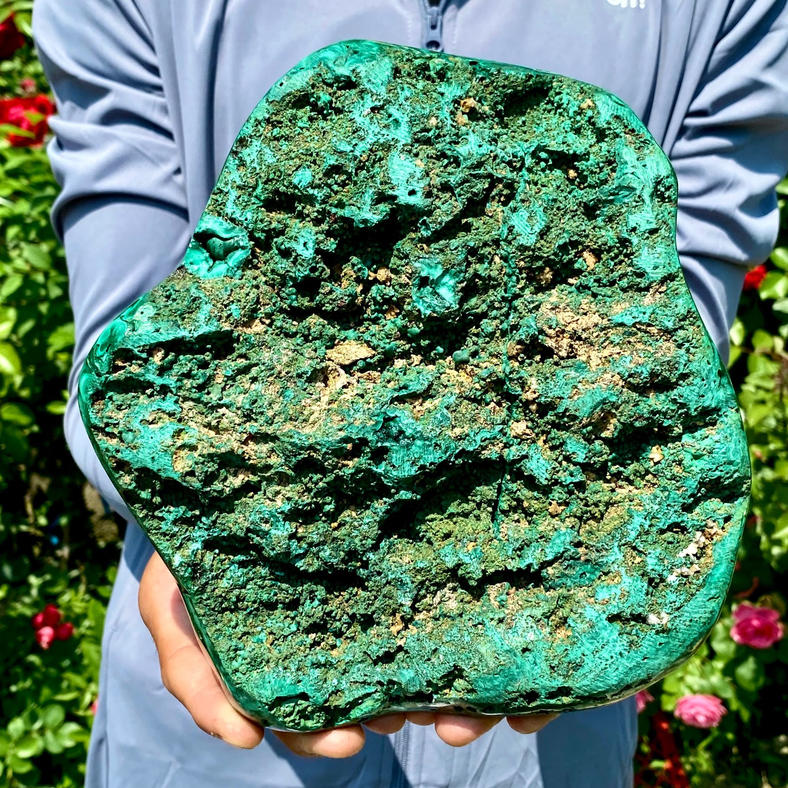 9LB Natural glossy Malachite egg transparent cluster rough mineral sample