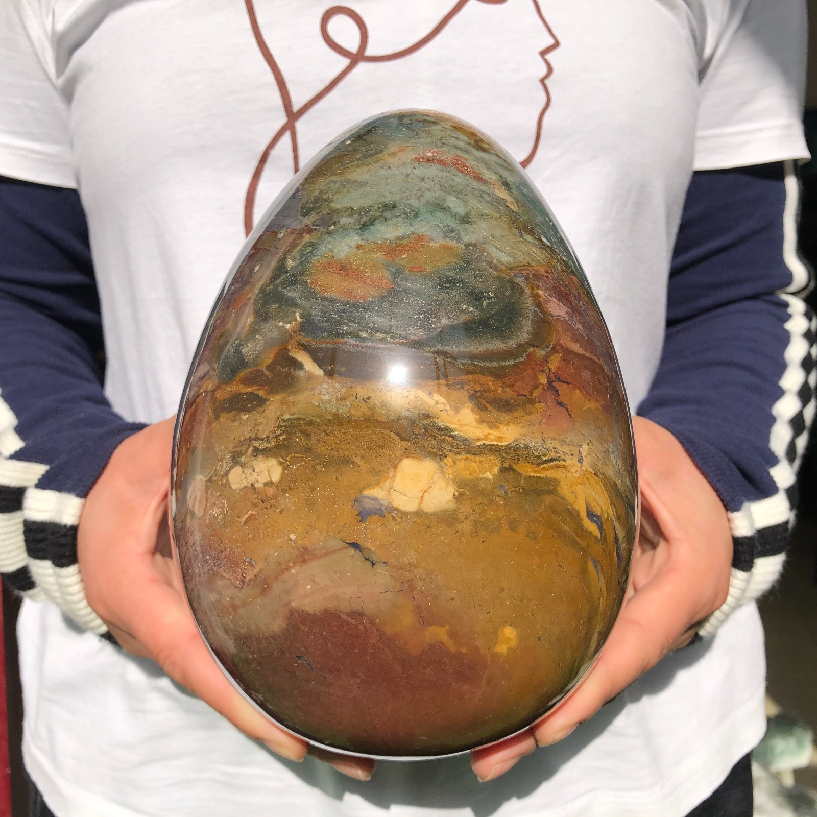8.6LB Natural Ocean stone Quartz Crystal egg Mineral specimen Healing