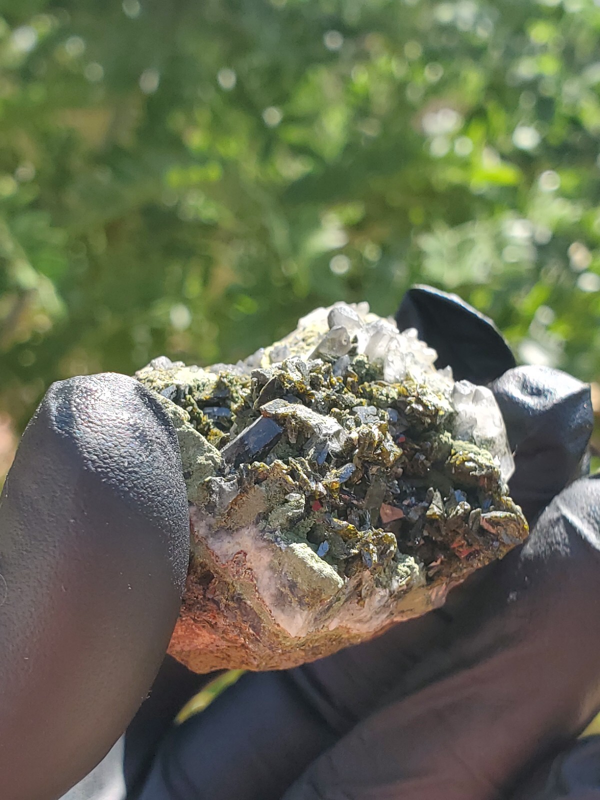 64gNatural Epidote, Super Sparkly Green Epidote with Quartz Specimen, Epidote