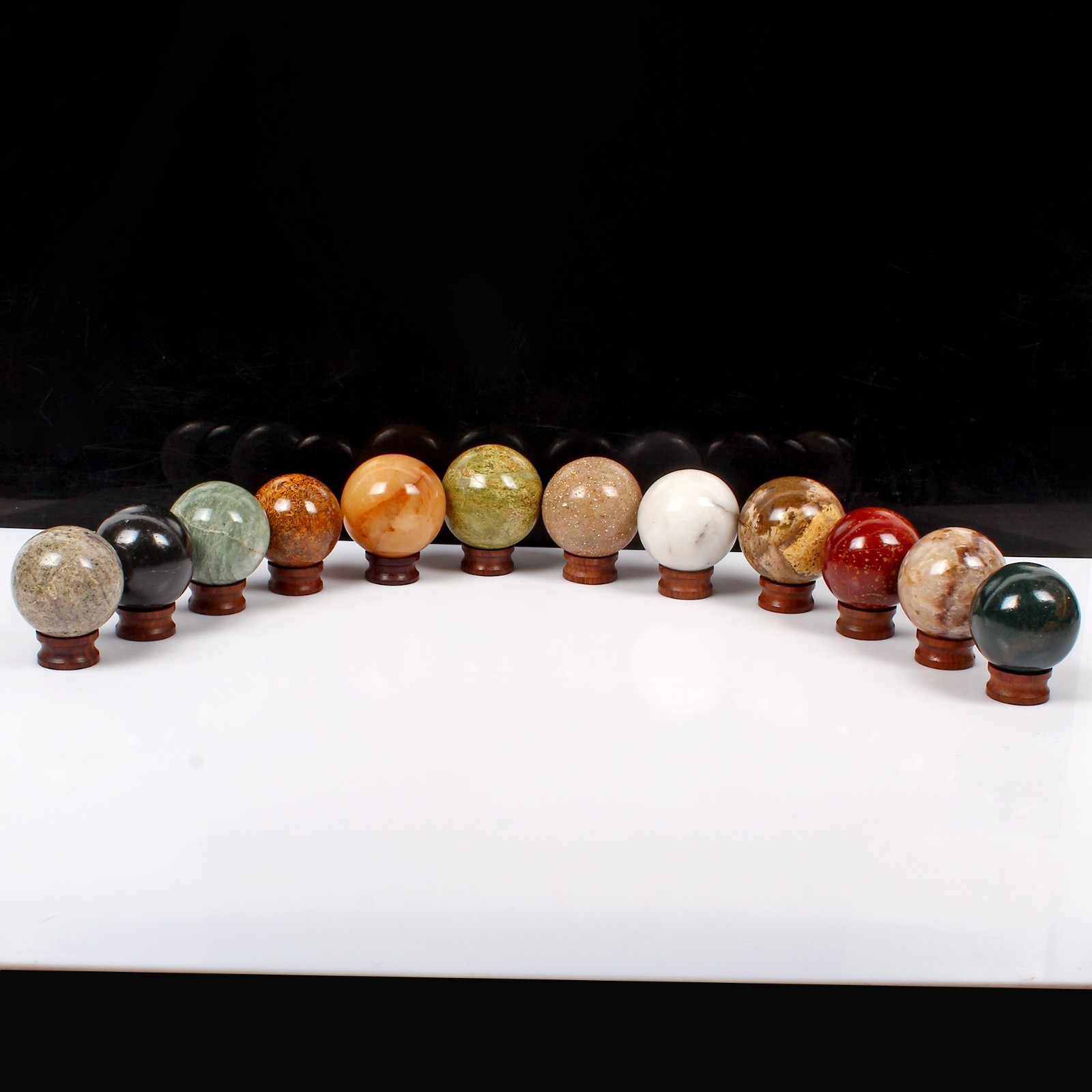 12 Pcs Natural Multi Gemstones Crystal Healing/Reiki Meditation Mineral Sphere