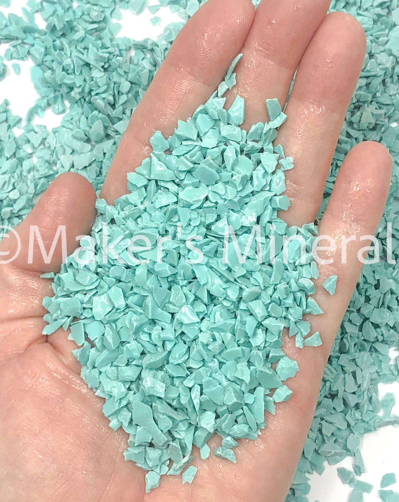 Crushed Blue-Green Turquoise Chips, Lab-Created, 2mm-4mm for Woodworking Inlay