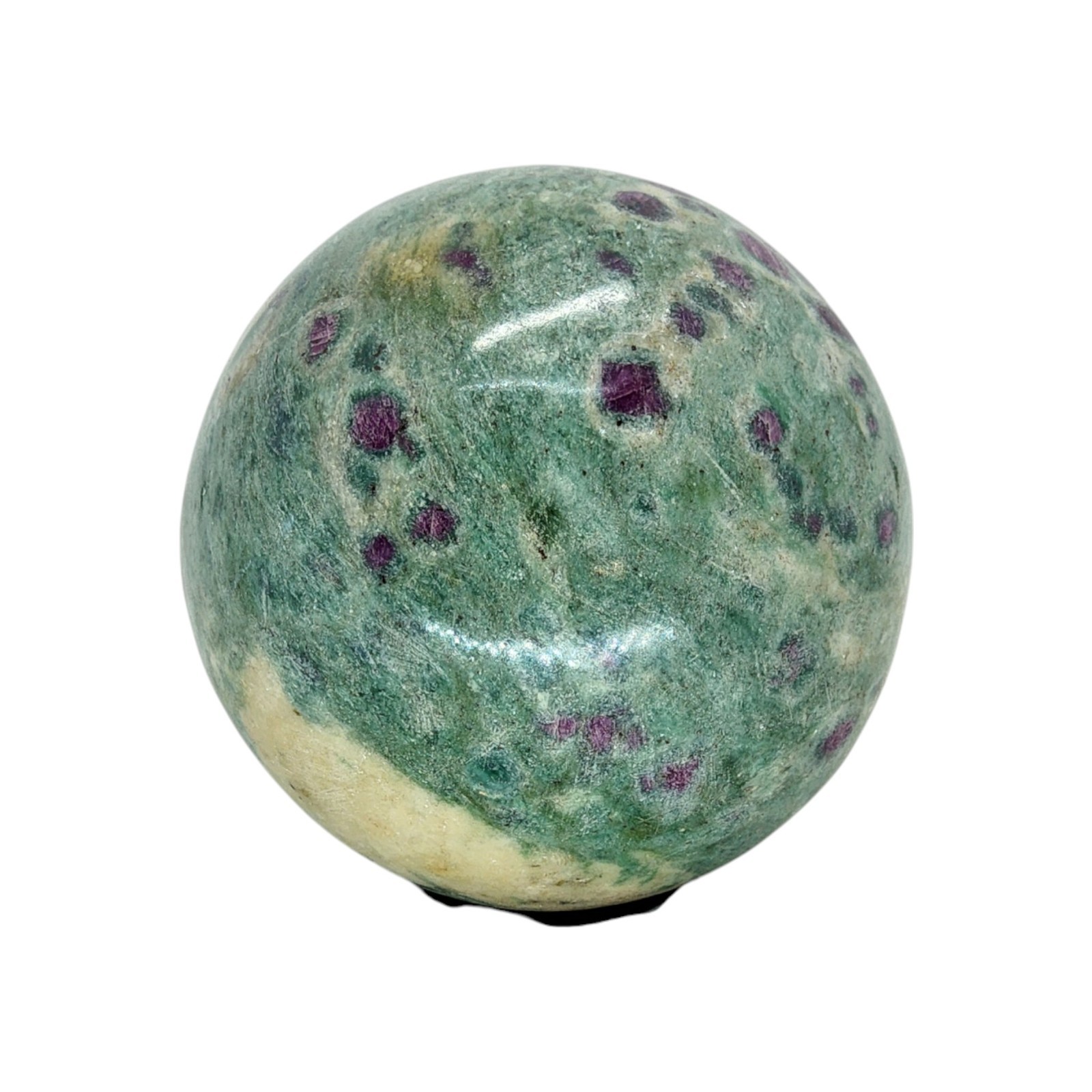 Ruby in Fuchsite, 2 3/8″, India, sphere, display specimen, #R-6752