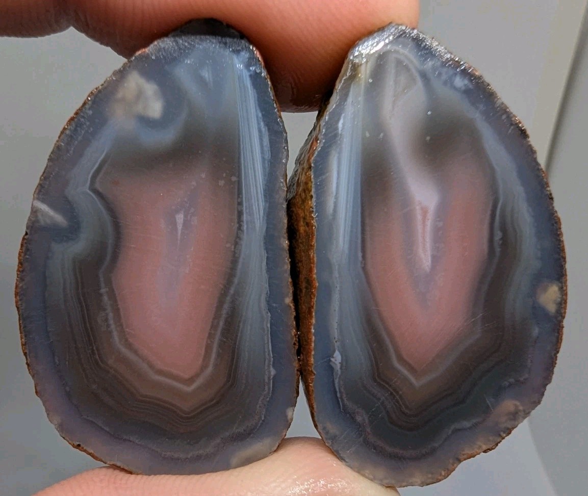 Swazi Rose Agate Cut Halves, Mozambique Agates, 38 Grams (1.25 Oz), US Seller