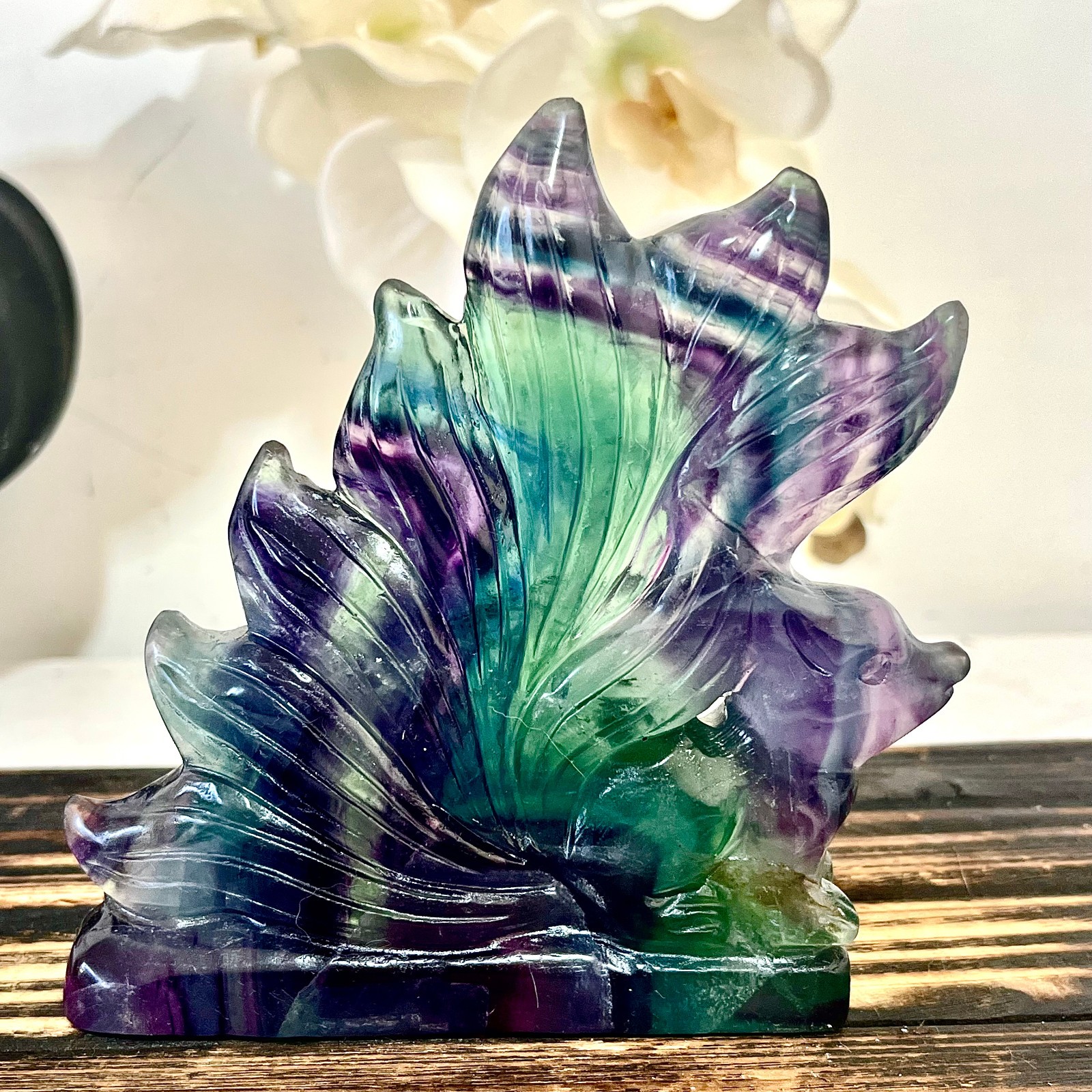 1.47LB Natural fluorite quartz products, hand carved and polished spiritual orna