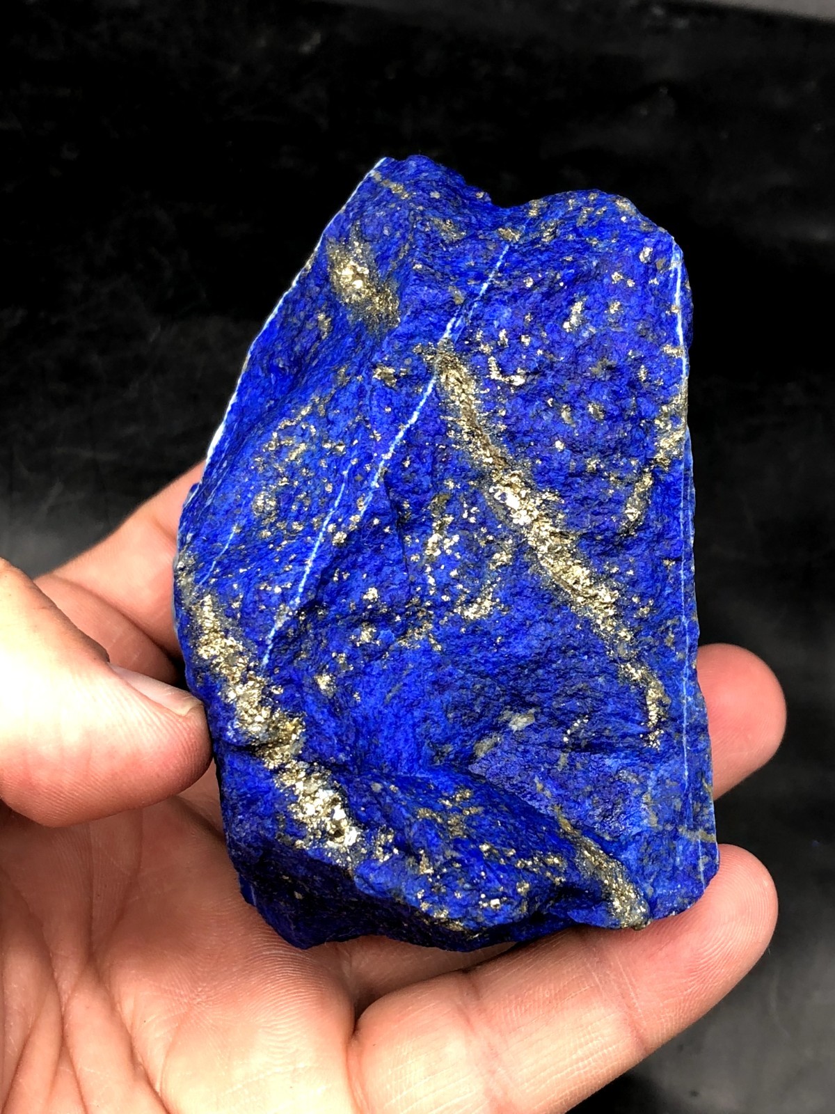 Natural Lapis Lazuli Rough 80mm Royal Blue Pyrite Crystal Mine Stone 564g J9…2