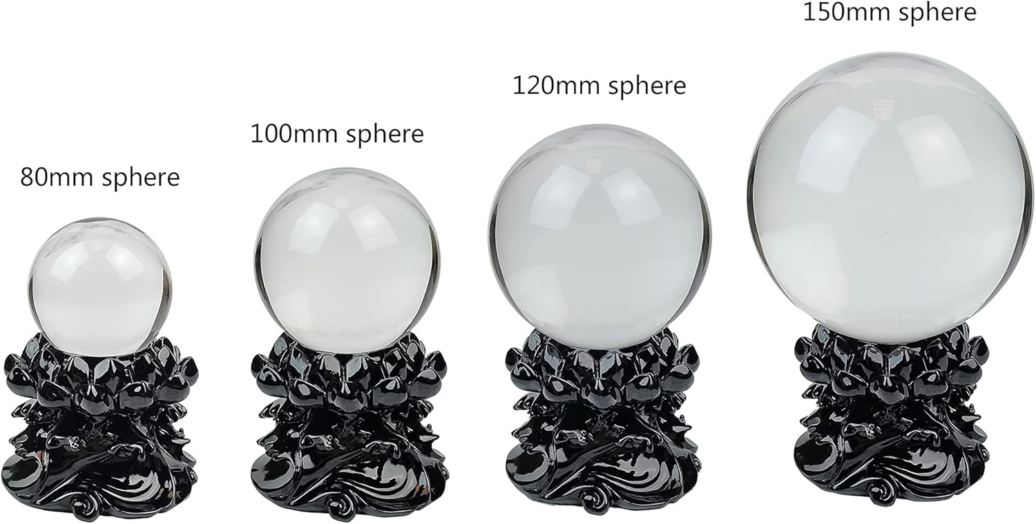 Large Lotus Crystal Ball Stand Sphere Display, Natural Healing Feng Black
