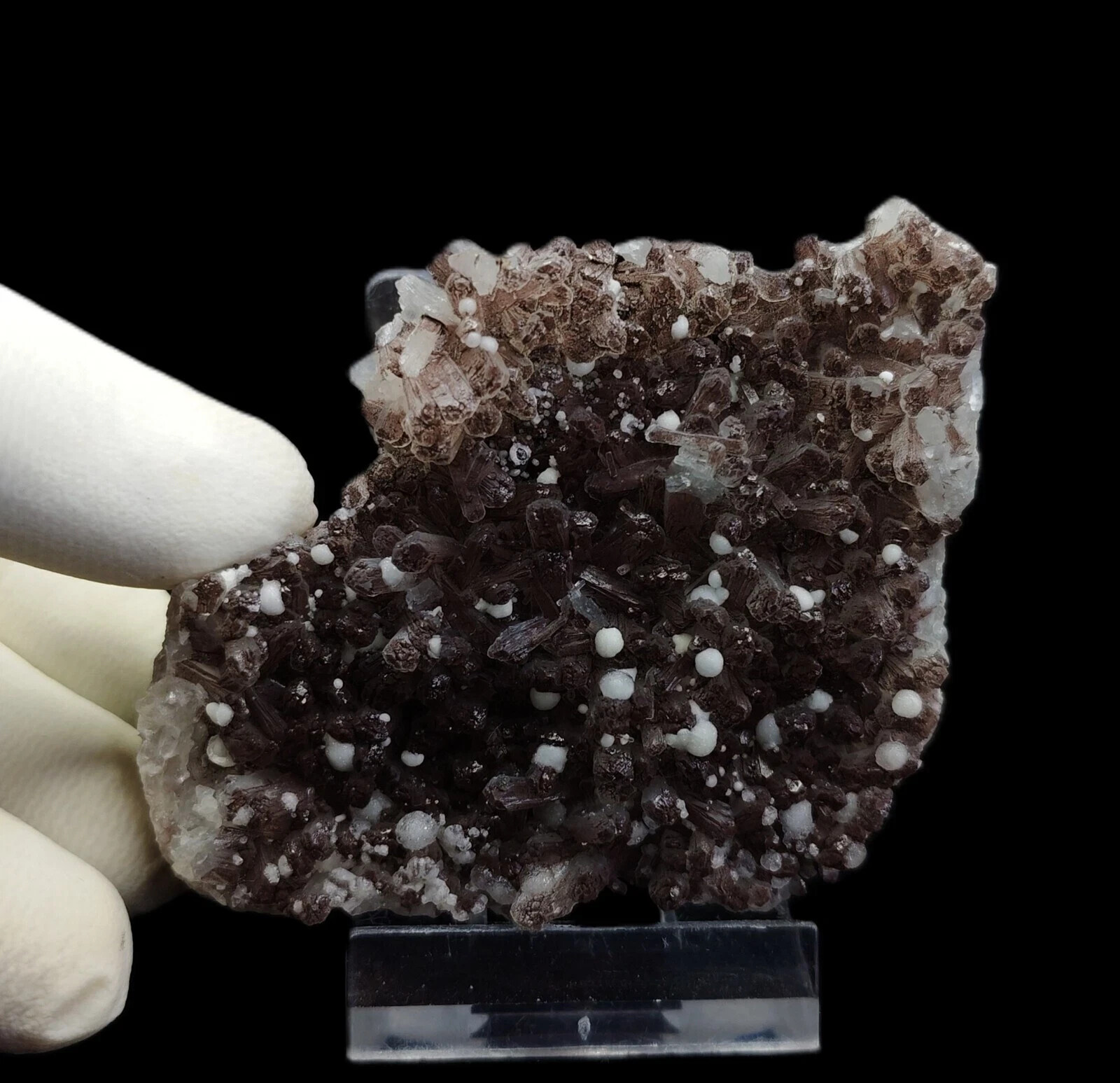Natural Brown Stilbite Cluster with White Fluorite Balls Minerals