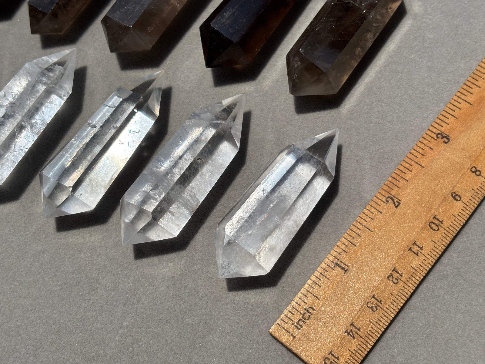10pcs Lot Clear and Smokey Mixed Natural Quartz Crystal Double Terminated Points
