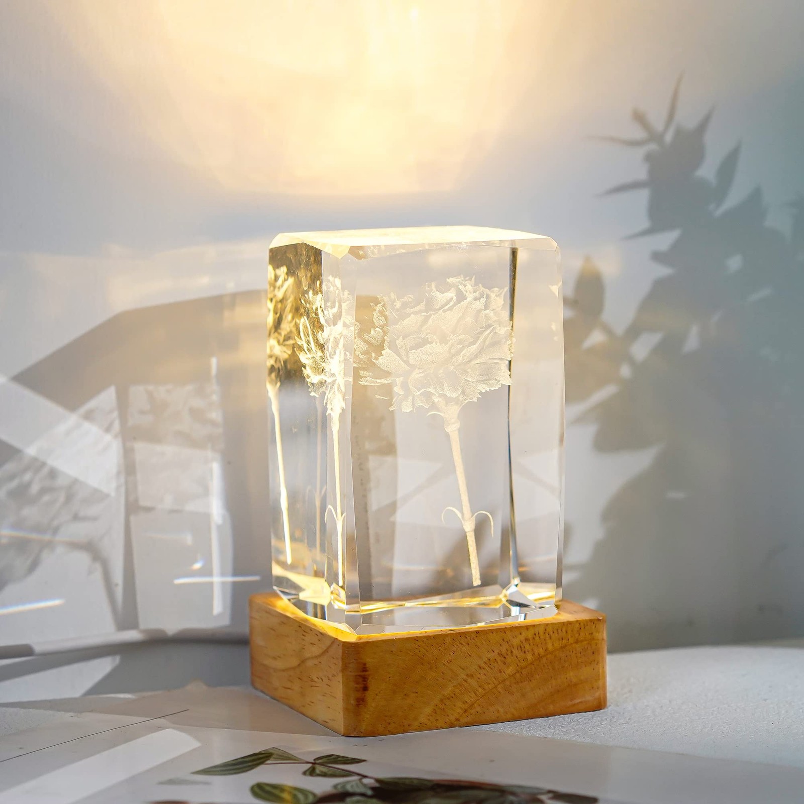 Wooden LED Light Base for Acrylic Resin Crystal Glass Art Lighted Display Stand