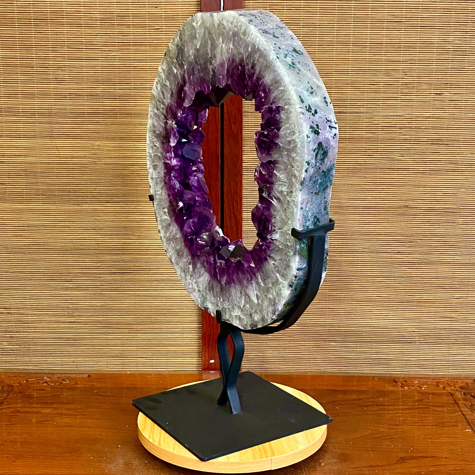 28.4LB Natural Amethyst Cave Crystal Slice Crescent shaped Hand Cut Repai