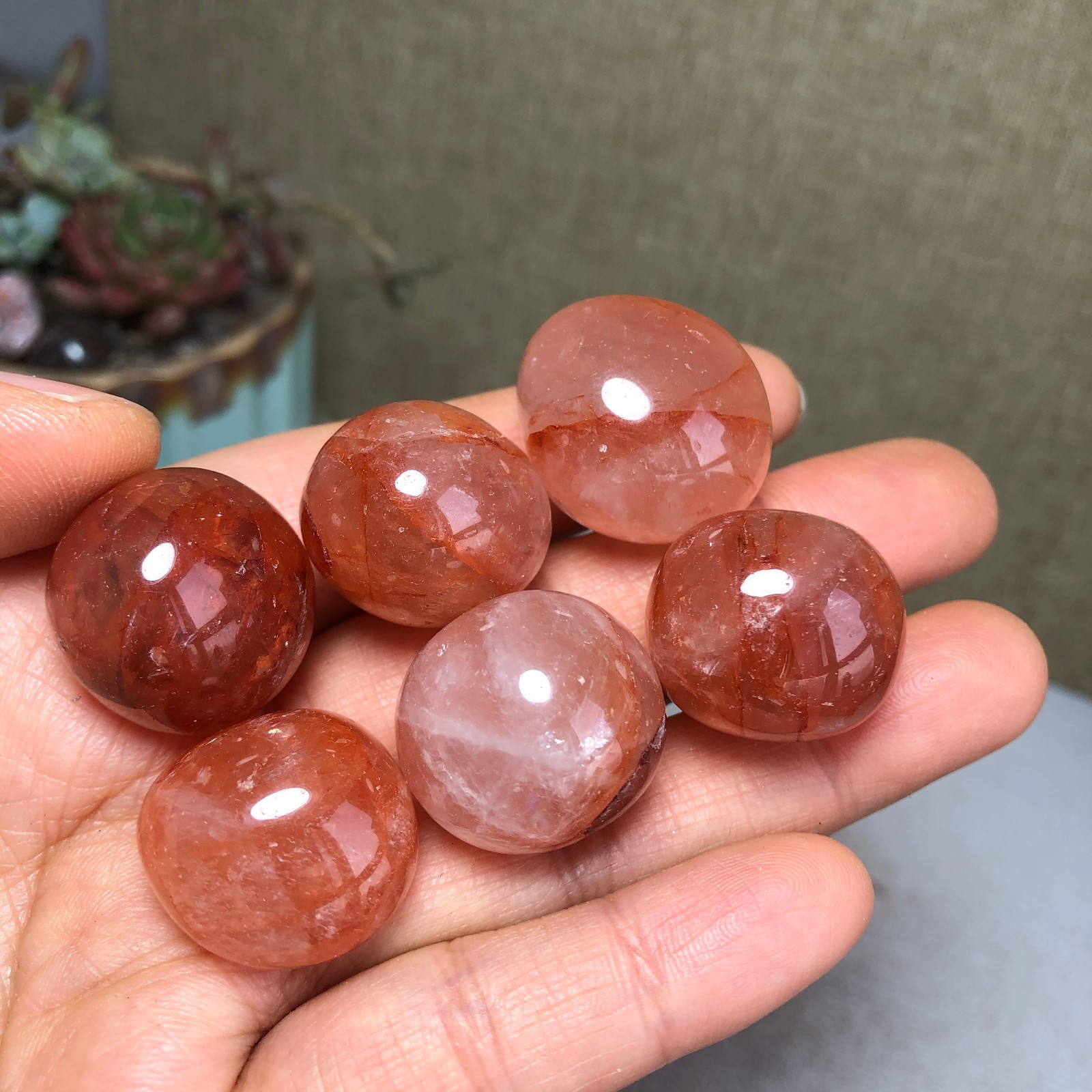 6pcs Natural Red gum flower semi-precious Crystal specimens 85g A35766