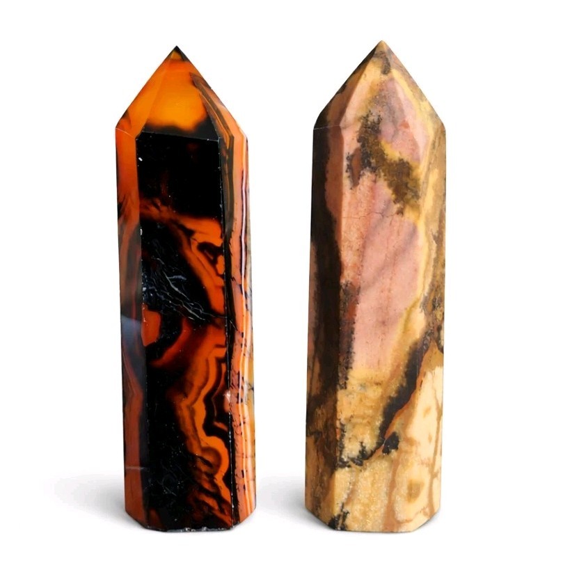 Lot Of 2 Towers Brown Sardonyx & Picture Jasper 150g – USA