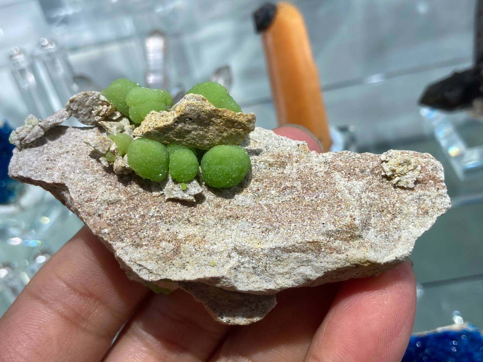 8.2cm Green Pyromorphite on Matrix from China