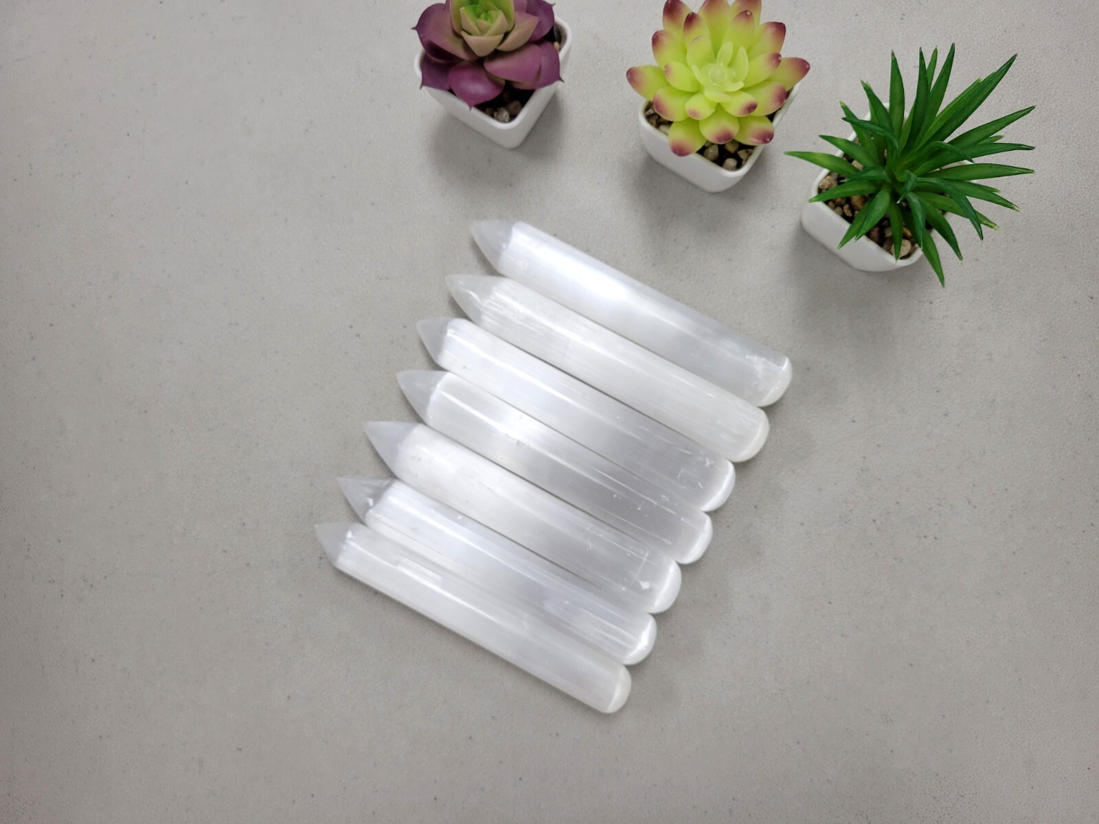 Selenite Crystal Massage Wand Polished Pointed Tip Thick Size & Charged
